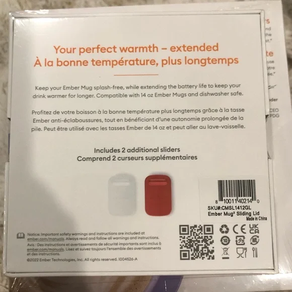 💥 EMBER 2 Temperature Control Mug with Sliding Lid - Lavender NIB - Picture 9 of 9